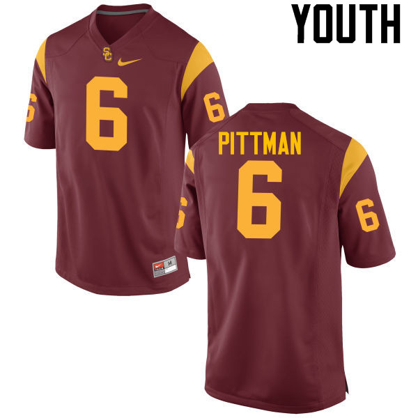 Youth #6 Michael Pittman Jr. USC Trojans College Football Jerseys-Cardinal